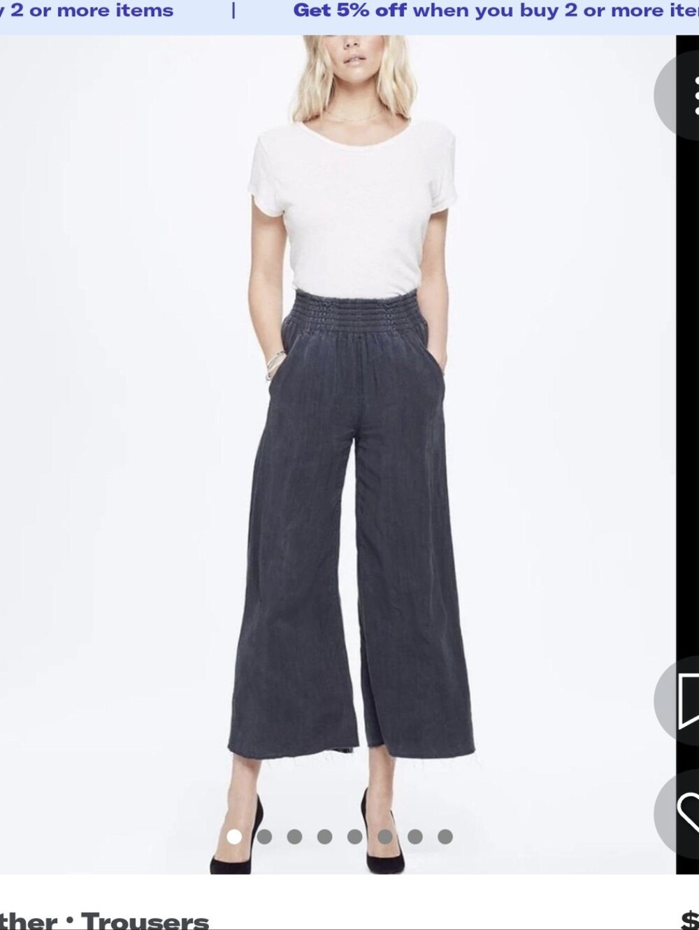 MOTHER Bingo Fray Linen Pant Xs Washed Black